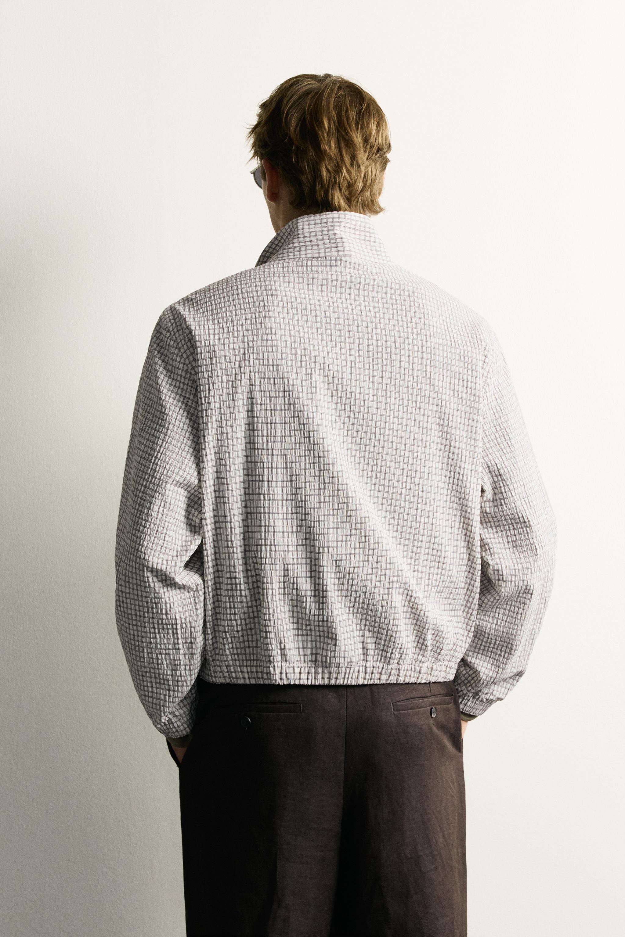 BLOUSON COURT À CARREAUX